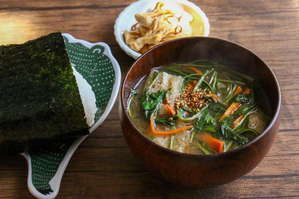 京くれないと壬生菜のお味噌汁